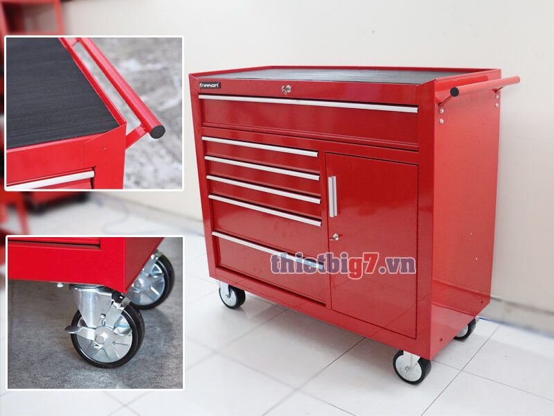 Mẫu tủ đựng đồ nghề 7 ngăn TARON TBR3007-X rất chắc chắn, có 2 bánh xe xoay 360 độ và có khóa hãm tu-dung-do-nghe-7-ngan-taron-tbr4706-X_3