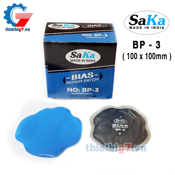 Miếng Vá Lốp Bố Chéo SAKA BP-3 ( 100x100mm, Hộp 10 miếng )