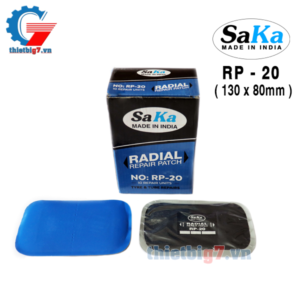 Miếng Vá Lốp Bố Thẳng SAKA RP-20 ( 130x80mm, Hộp 10 miếng ) Miếng Vá Lốp Bố Thẳng SAKA RP-20 ( 130x80mm, Hộp 10 miếng )