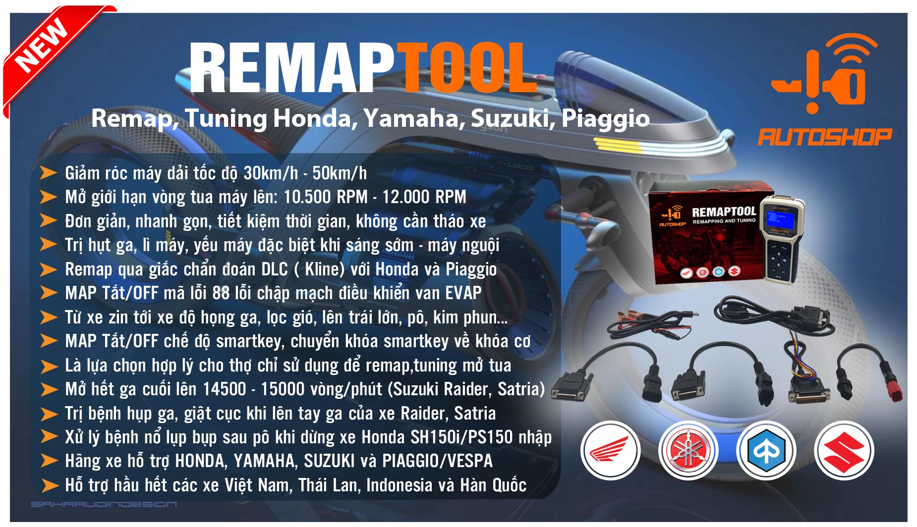 Thiết bị remap, tuaning honda, yamaha, suzuki REMAPTOOL