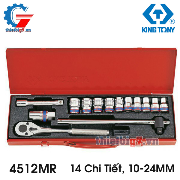 Bộ Tuýp 14 Chi Tiết Hệ Mét 1/2″ Kingtony 4012MR , 10-24MM