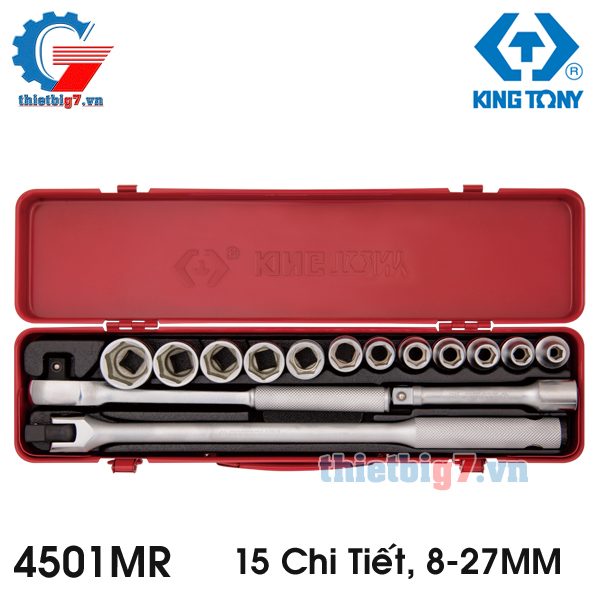 Bộ Tuýp 15 Chi Tiết Hệ Mét 1/2″ Kingtony 4501MR, 8-27MM