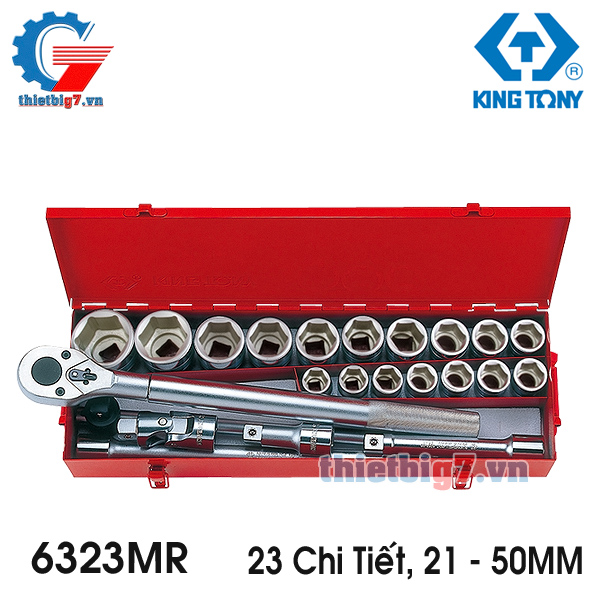 Bộ Khẩu Tuýp Lục Giác 3/4” Kingtony 6323MR – 23 chi tiết, 21-50mm (Hệ mét)