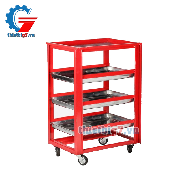 Xe Đẩy Đựng Đồ Nghề 3 Máng Inox