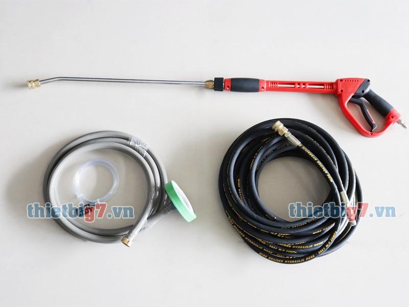 Súng xịt cao áp, dây bố kẽm 15m, dây hút nước kèm theo máy