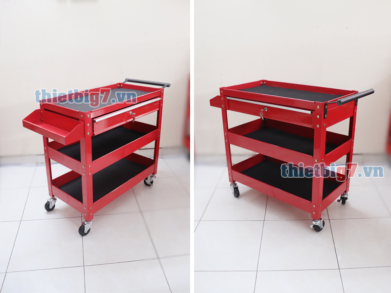 Xe đựng đồ nghề 3 ngăn có 1 ngăn kéo khóa