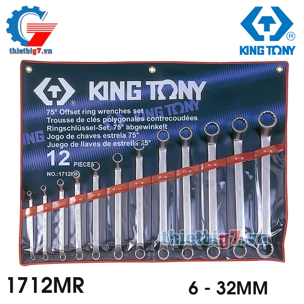 Bộ Cờ Lê Hai Đầu Miệng 12 Cái Kingtony 1712MR, 6 – 32MM