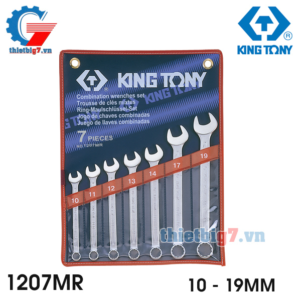 Bộ Cờ Lê Vòng Miệng 7 Cái Hệ Mét Kingtony 1207MR, 10-19MM
