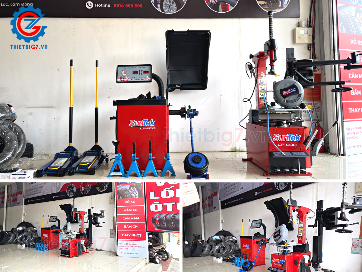 Mẫu máy cân bằng lốp và máy tháo vỏ phù hợp cho gara lốp xe