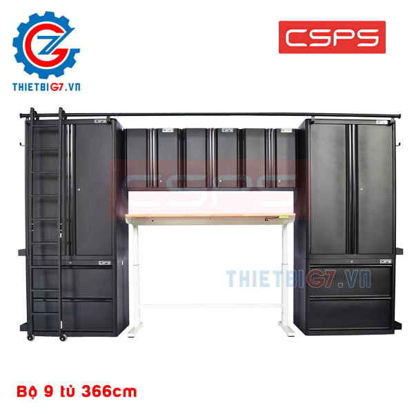 Bộ 9 Tủ Đựng Dụng Cụ CSPS 366cm – 2 màu đen/đỏ