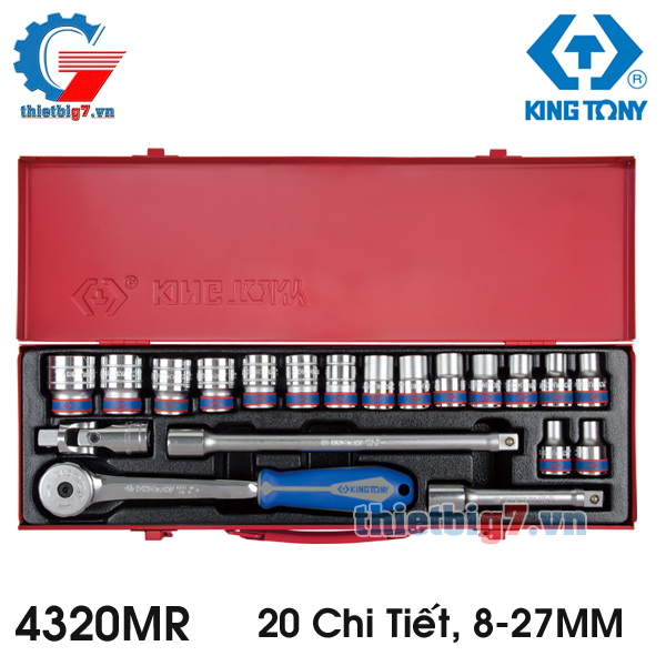 Bộ Tuýp 20 Chi Tiết Hệ Mét 1/2″ Kingtony 4320MR, 8-27MM
